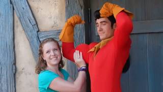 GASTON Flashes his Smile Disney World Magic Kingdom 2016