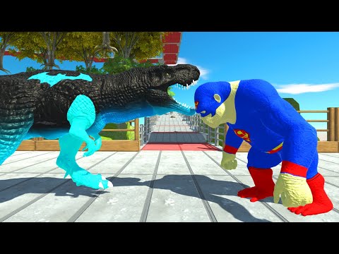 SUPERMAN GORO vs BLUE BATMAN T-REX DEATH RUN - Animal Revolt Battle Simulator