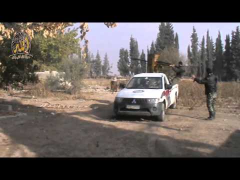 استهداف كتيبة ذي النورين برشاش 14.5 مواقع قوات النظام وحزب الله في الغوطة الشرقية في ريف دمشق ضمن معركة "الله أعلى وأجل"