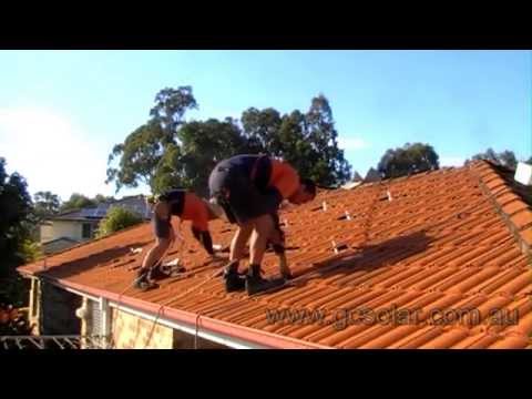 Solar power installation on tiled roof