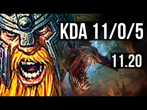 OLAF vs FIDDLESTICKS (JUNGLE) | 11/0/5, Legendary, 400+ games, 800K mastery | EUW Master | v11.20