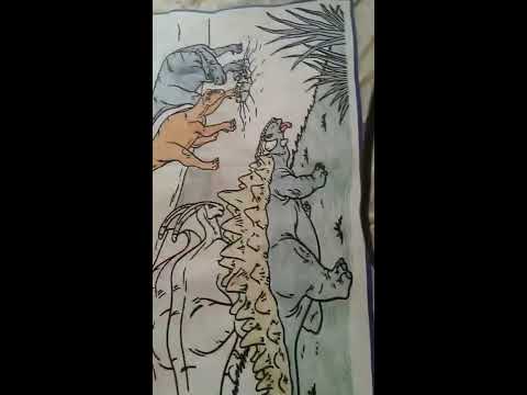 Colouring a giant dinosaur mat