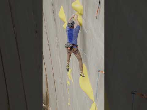 Double dyno 180m above the ground 💥 #RedBullDualAscent #climbing