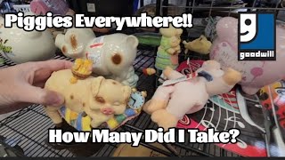 Piggies Everywhere!! How Many Did I Take - Shop Along With Me - Goodwill Thrift Store
