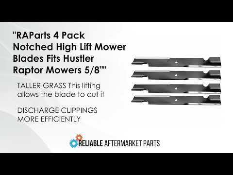 4 Pack Notched High Lift Mower Blades Fits Hustler Raptor 5/8" Center Hole
