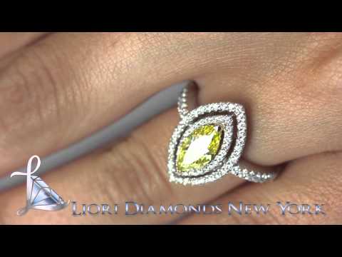 FD-040 - 2.17 Carat Fancy Yellow Marquise Shape Diamond Engagement Ring 18k White Gold
