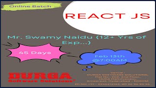 REACT JS Online Training @ DURGASOFT