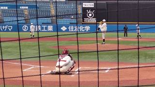 早稲田大学・安田虎汰郎 社会人対抗戦での投球練習 2026 03 30 (日大三)