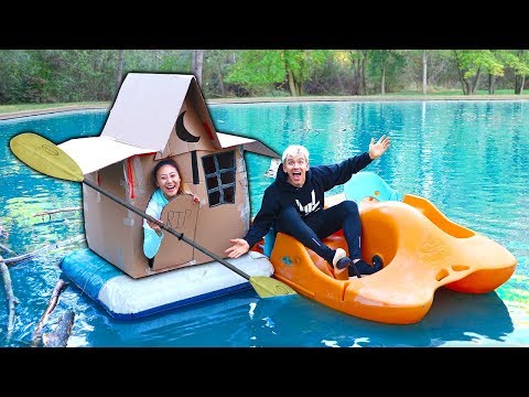 HAUNTED BOX FORT ON WATER!!