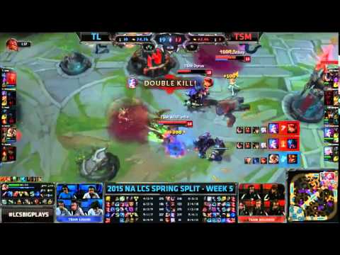 Wildturtle Penta kill from behind in TSM vs TL 2015 NA LCS Spring - Week 5 Day 2