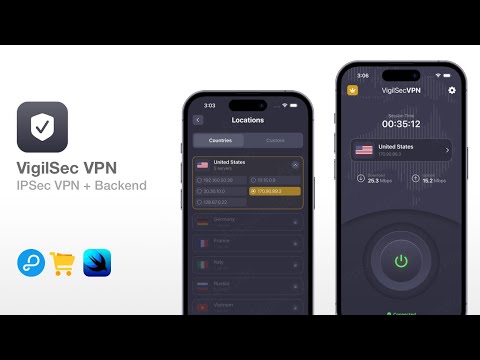 VigilSec VPN - SwiftUI VPN Source Code with Free 1 month VPN server and backend | Full Xcode Project