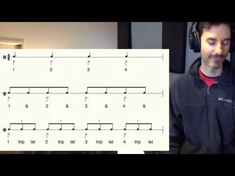 Quarter note anchor 8th note triplets and counting and breathing with Manolo