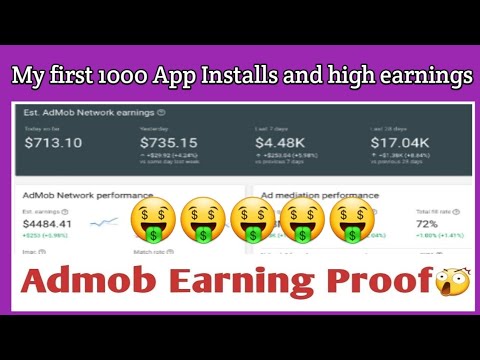 My First admob earning 1000 Install Completed 🤑. admob earning proof  send 🎁 gift