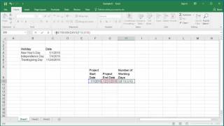 How to Calculate number of Working Days between two Dates in Excel 2016