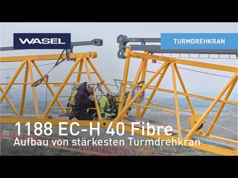 Montage Europas stärksten Liebherr-Turmdrehkran 1188 EC-H 40 Fibre