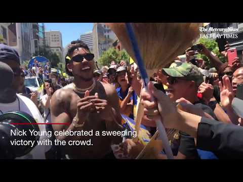 Steph Curry and Nick Young amuse fans at Warriors championship parade