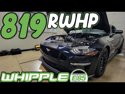 2021 Mustang GT 800 RWHP (AUTOMATIC WITH A WHIPPLE SUPERCHARGER) E85 & Headers DYNO at Brenspeed
