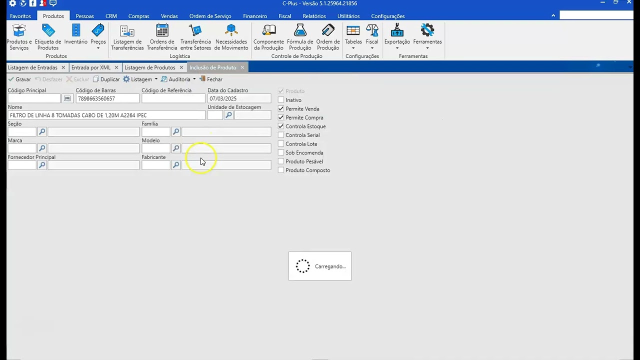 C PLUS 5   ENTRADA DO XML MANUAL