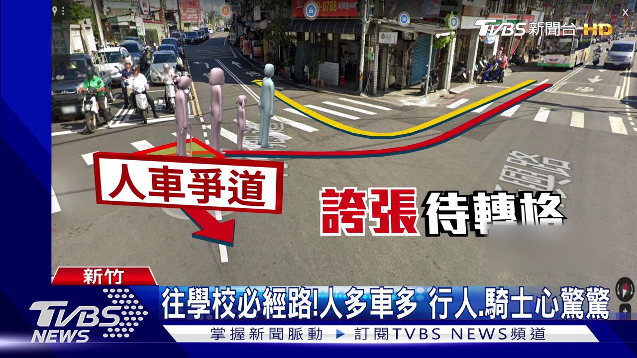 待轉格再惹議! 與行穿道「融一體」人車爭道