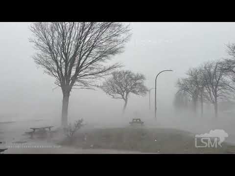 12-29-2025 Buffalo NY - Hurricane Force Winds Hit Buffalo - Tree Breaks! - Whiteout