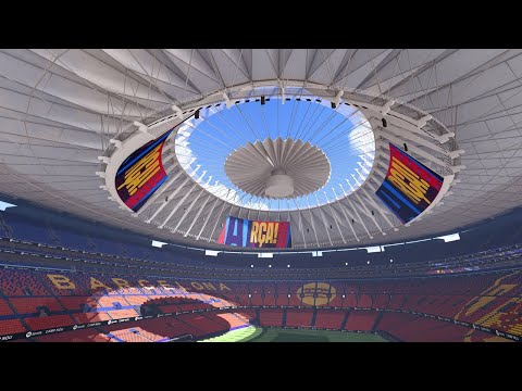Camp Nou - Simulacro instalación de cubierta retráctil