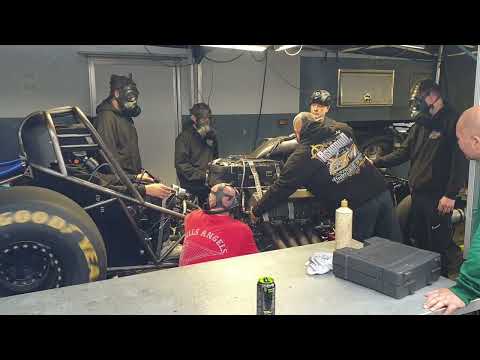 11,000 horsepower Top Fuel Funny Car start up and switch to nitro