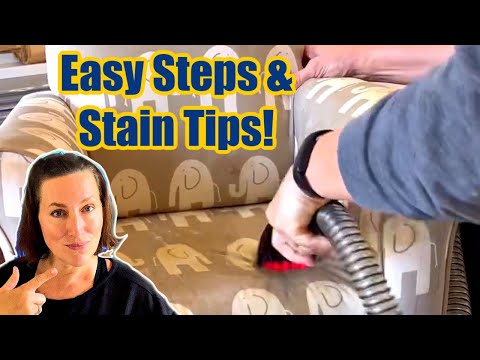 How To Remove Stains From Upholstery Fabric (Sofa, Chair & Couch Cleaning) Bissell Portable Cleaner!