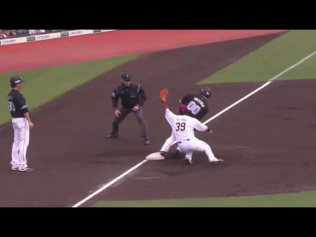 【1回表】進塁許さぬ好返球!! イーグルス・岡島豪郎 投手を助けるノーバウンド返球!!  2023年5月20日 東北楽天ゴールデンイーグルス 対 千葉ロッテマリーンズ