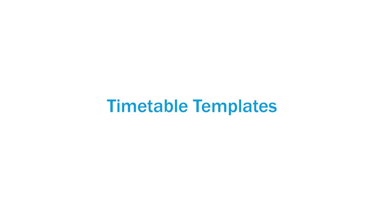 Timetable Templates