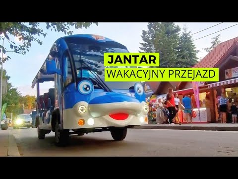 Przejazd przez wieczorny Jantar. Wakacje 2023
