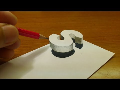 How To Drawing 3D Floating Letter "S" - Anamorphic Illusion - 3D Trick Art on paper step by step