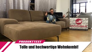 W.SCHILLIG 16555 Wohnkombi mit Sitztiefenverstellung aus braunem Stoff in Lederoptik