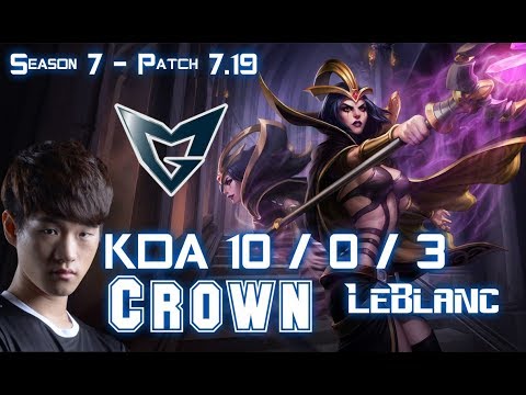SSG Crown LEBLANC vs AHQ Westdoor GALIO Mid - Patch 7.19 KR Ranked