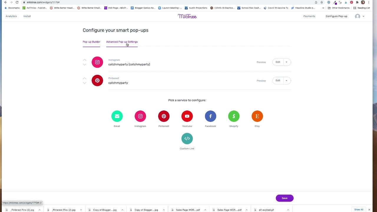 How to Grow Your Instagram and Pinterest followers with the MiloTree Pop-Up App