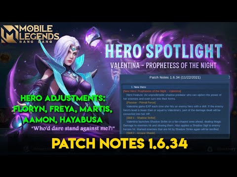 PATCH NOTES 1.6.34 NEW HERO VALENTINA HERO ADJUSTMENTS