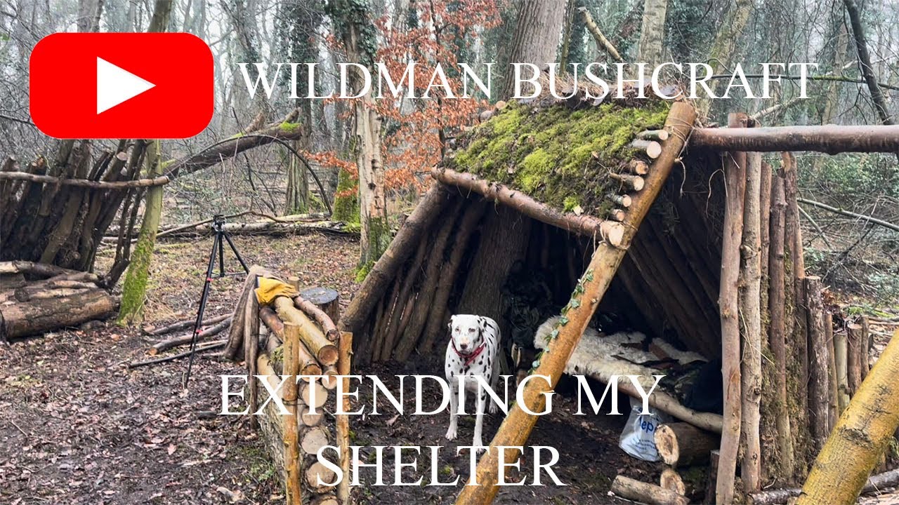 BUSHCRAFT SHELTER, MAKE A LEAN TO WARMER, [natural materials] RAISED BED, WET RAINY DAY