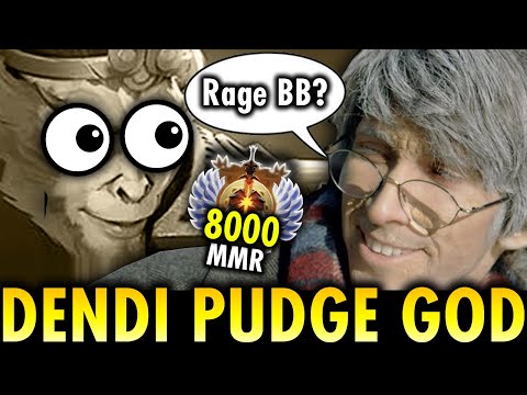 DENDI PUDGE GOD!! WTF 6MINS RAGE BUYBACK BULLYING 8000MMR MONKEY KING NO MERCY | GENIUS PUDGE