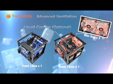 THERMALTAKE Core V1 Mini-ITX Case 2x USB 3.0 ir 1x HD Audio I/O jungtis viršuje, vienas iš anksto įdiegtas 200 mm ventiliatorius video