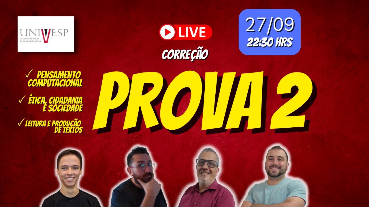 Correção da Prova 2 - Univesp 27/09/2022