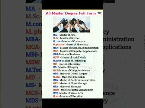 All Master degree full form - MA, M.SC, M.COM, M.PHARM, MBA, M.TECH