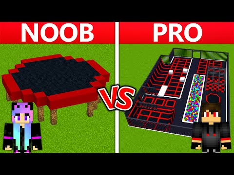 NOOB vs PRO Trampoline Park Build Battle in Minecraft!