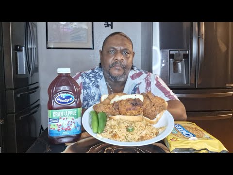 Homemade fried chicken and rice. I dipped lemon  cookies in lemon juice to see what it tastes like
