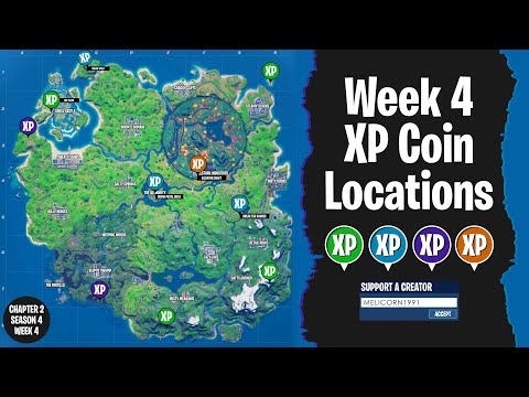 All XP Coin Locations - Fortnite season 4 chapter 2 (Week 4)*EASY TO FOLLOW*