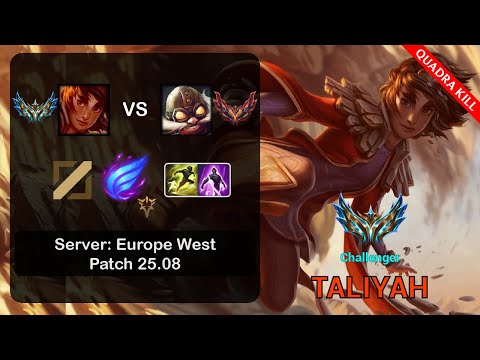 Taliyah Mid vs Corki - EUW Challenger - Patch 25.08