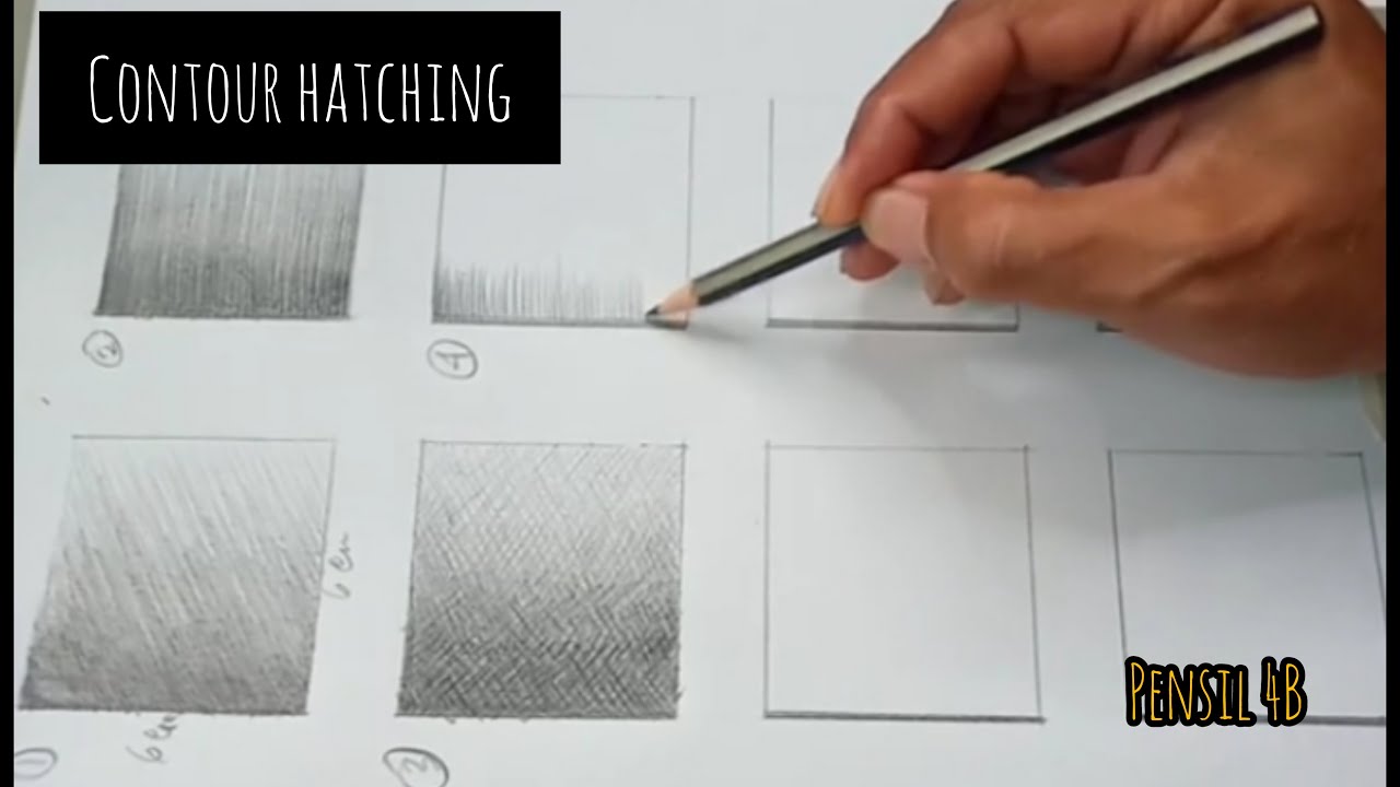 Tutorial 8 Teknik Arsir menggunakan pensil (Teknik 4 : Contour Hatching)