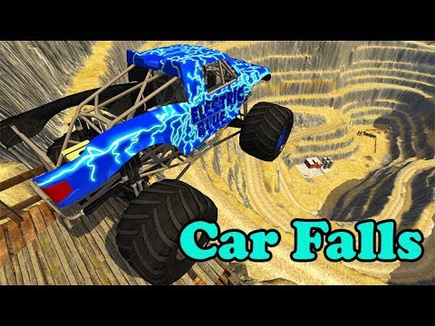 The Open Cut Mine Car Jumps & Car Crashes Into The Deep - BeamNG drive