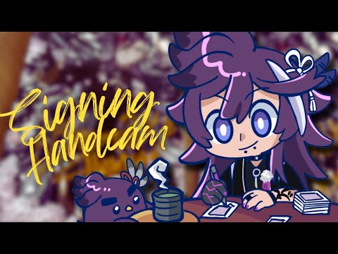 【HANDCAM】Working on stream with my Hakkito! Let's sign MORE postcards \\\(۶•̀ᴗ•́)۶////