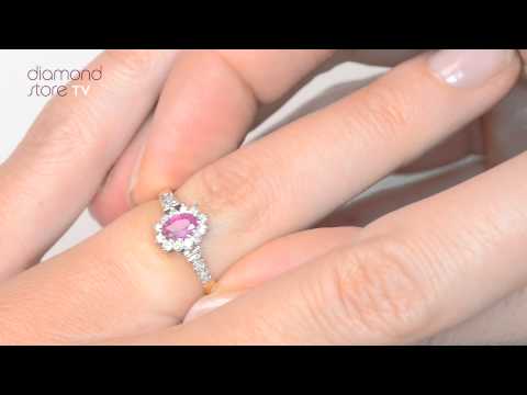 FET32 T - Ruby 5 x 3mm And Diamond 18K Gold Ring