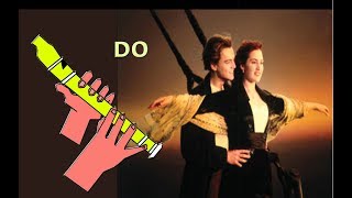 Titanic, flauta dulce fácil y simplificada, tutorial con animación,