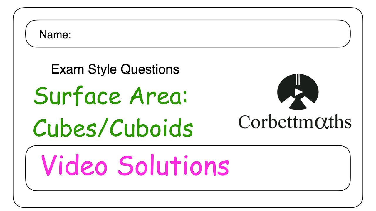 Surface Area of a Cuboid Answers - Corbettmaths